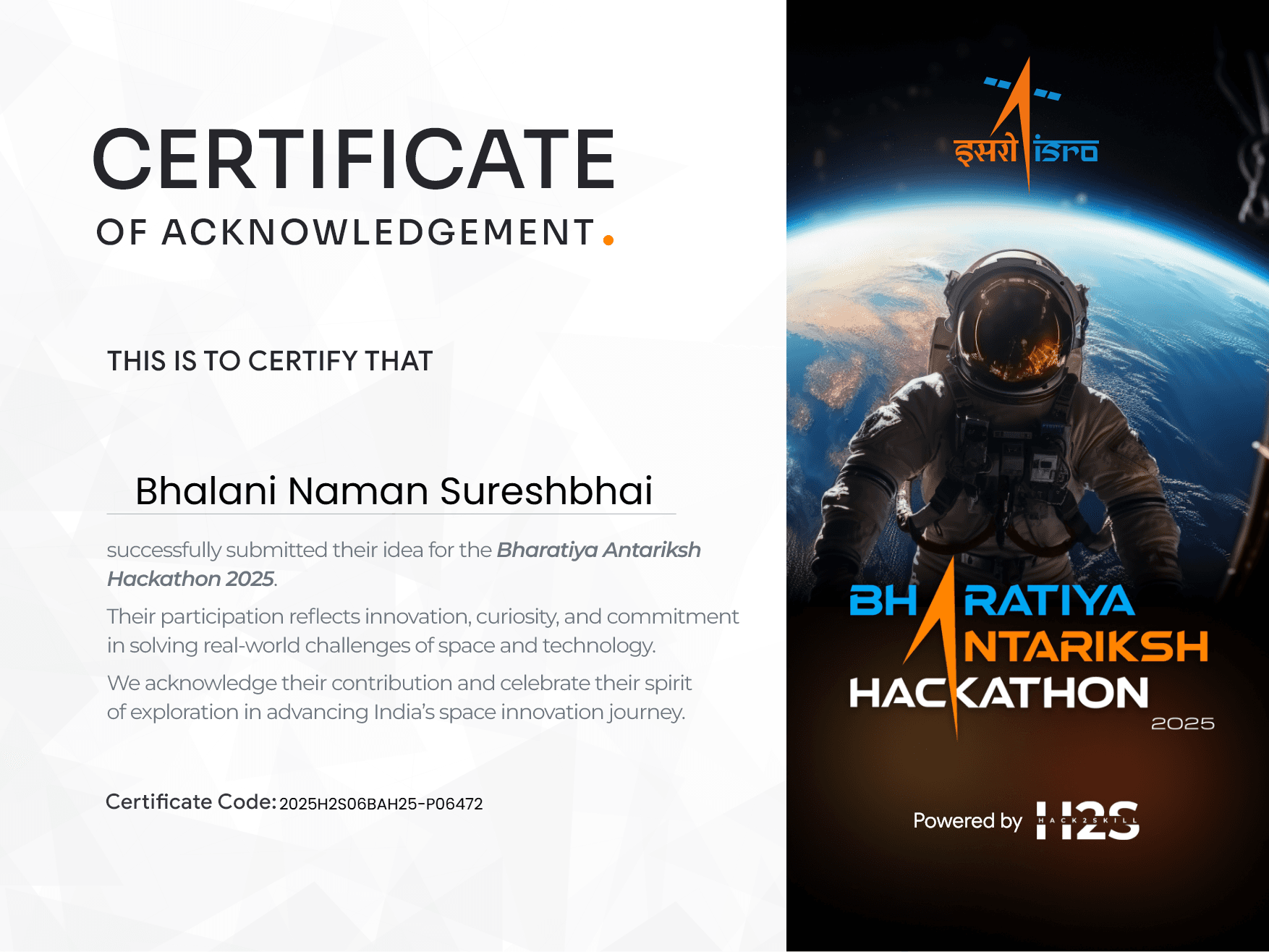 Hackathon / Program Certificate